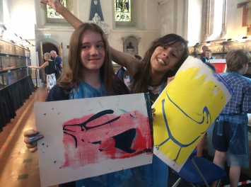 The results of Ella's screen printing workshops earlier in the month